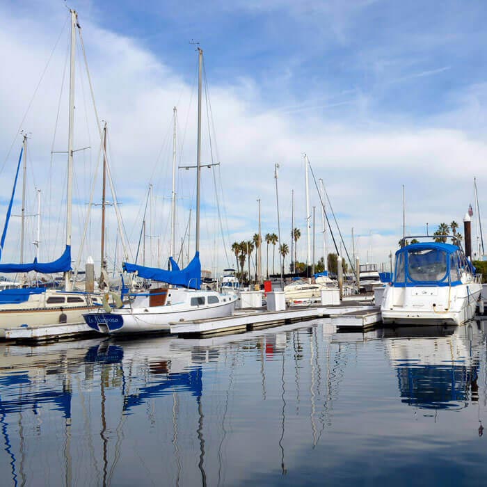 yachts docked at marina